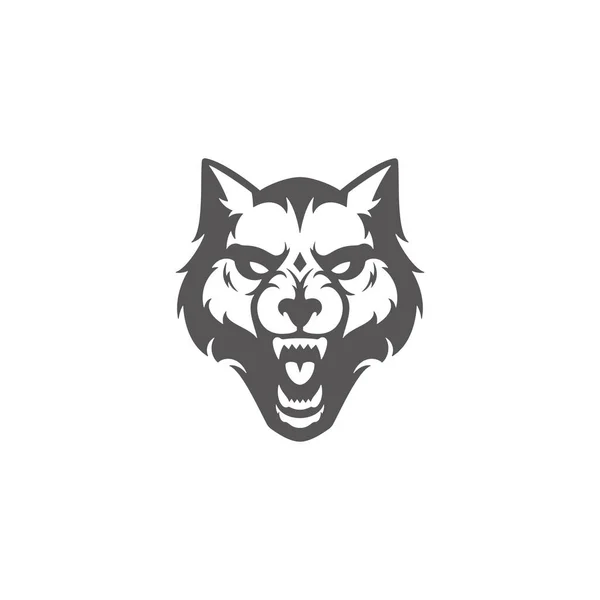 Silhouette tête de loup isolée sur fond blanc illustration vectorielle . — Image vectorielle