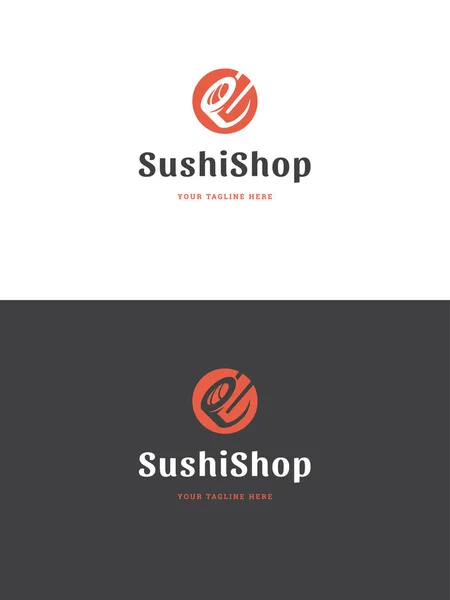 Sushi ristorante emblema logo modello vettoriale illustrazione. — Vettoriale Stock