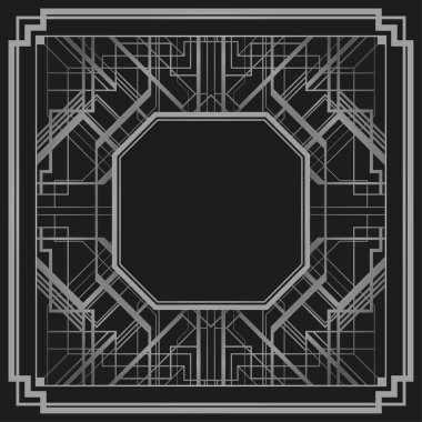 Art deco tarzı geometrik çerçeve sınır tasarım, altın vektör antika arka plan