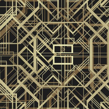 Art deco tarzı geometrik çerçeve sınır tasarım, altın vektör antika arka plan