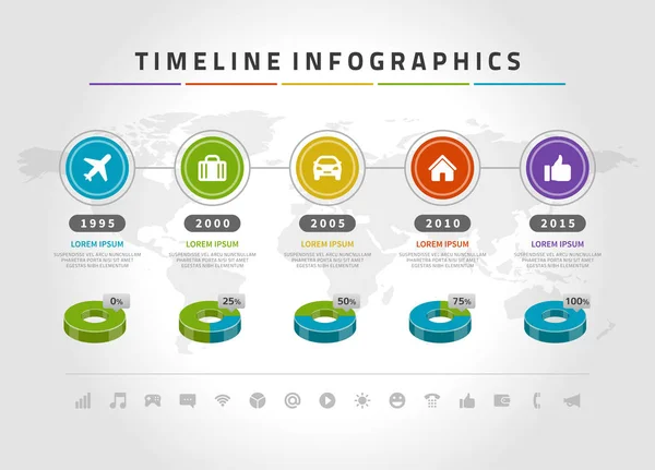 Timeline infografiche e icone modello di progettazione vettoriale . — Vettoriale Stock