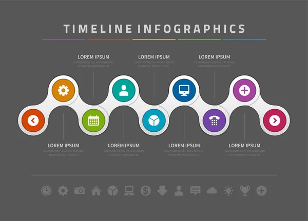 Timeline infografiche e icone modello di progettazione vettoriale . — Vettoriale Stock