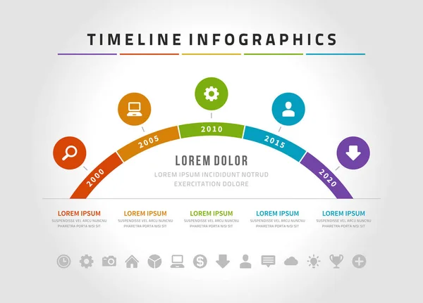 Timeline infografiche e icone modello di progettazione vettoriale . — Vettoriale Stock