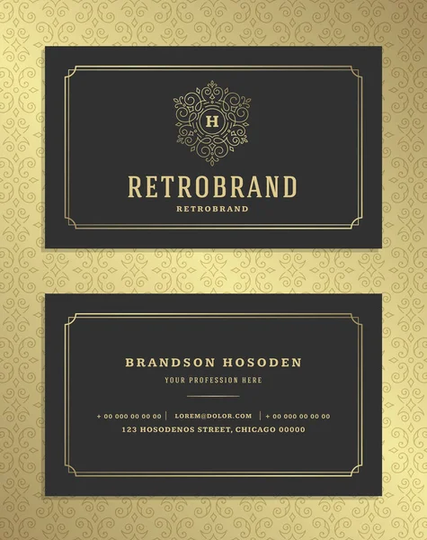 Tarjeta de visita de lujo y oro vintage ornamento logotipo vector plantilla . — Vector de stock