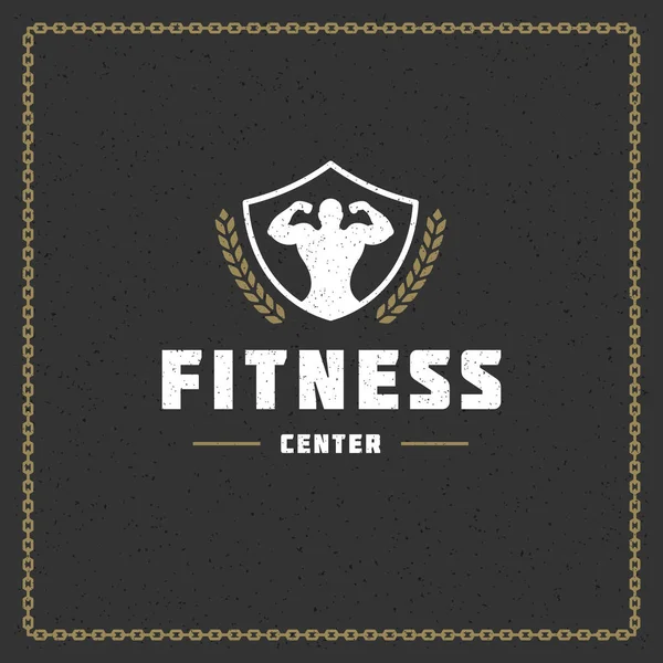 Insigne gymnase fitness ou illustration vectorielle emblème. — Image vectorielle