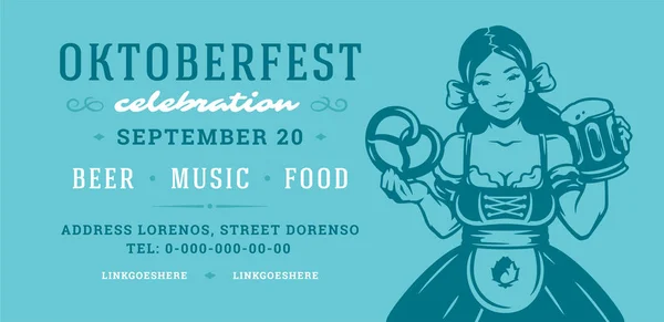 Oktoberfest flygblad eller banner retro typografi vektor mall design Willkommen Zum inbjudan öl fesival Celebration. — Stock vektor