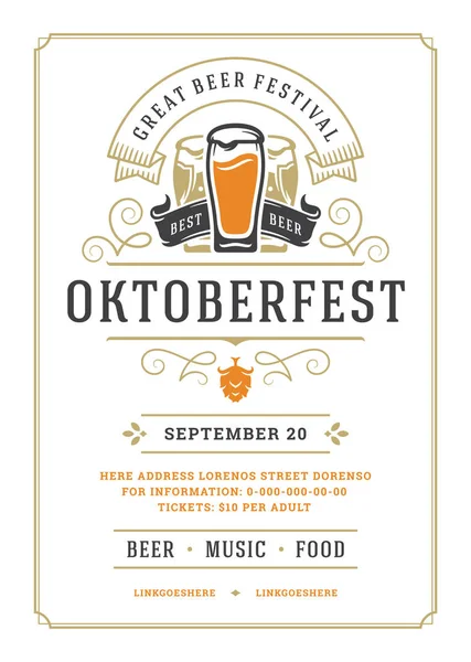 Oktoberfest leták nebo plakát retro typografie, návrh šablony — Stockový vektor