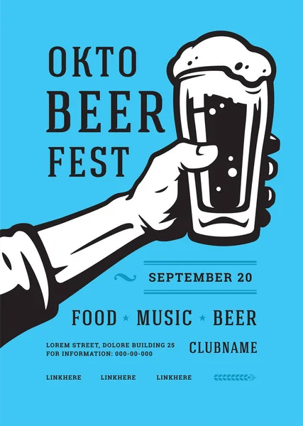 Folheto Oktoberfest ou cartaz tipografia retro modelo design cerveja festival celebração vetor ilustração — Vetor de Stock