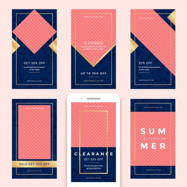 Sosyal medya mobil uygulamalar için moda satış web afiş.