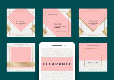 Sosyal medya mobil uygulamalar için moda satış web afiş.