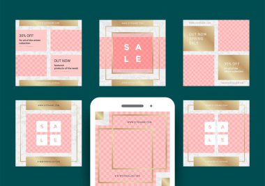 Sosyal medya mobil uygulamalar için moda satış web afiş.