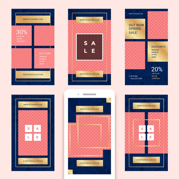 Sosyal medya mobil uygulamalar için moda satış web afiş.