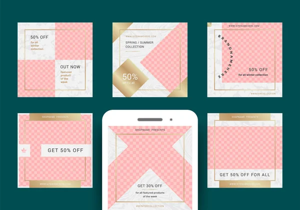 Sosyal medya mobil uygulamalar için moda satış web afiş.