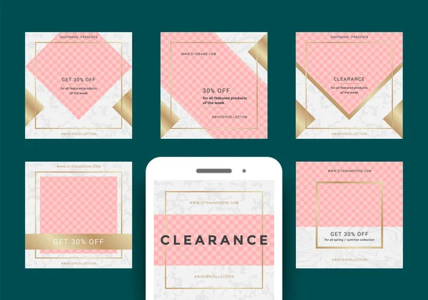 Sosyal medya mobil uygulamalar için moda satış web afiş.