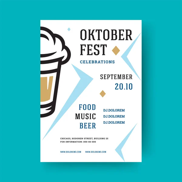 Oktoberfest partido volante tipografía vintage plantilla diseño invitación cerveza festival celebración vector cartel . — Archivo Imágenes Vectoriales