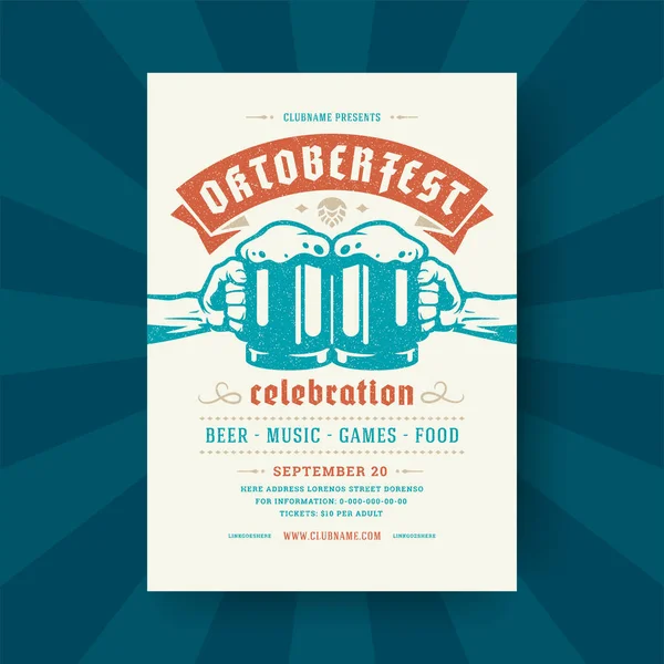 Oktoberfest oslava typografie návrh pozvání pivní festival. — Stockový vektor