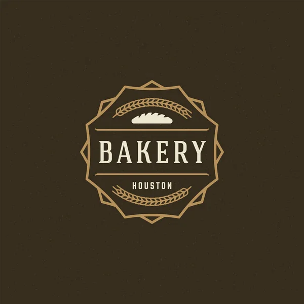 Bakery logo eller Badge Vintage vektor illustration Loaf Silhouette för bageri butik — Stock vektor