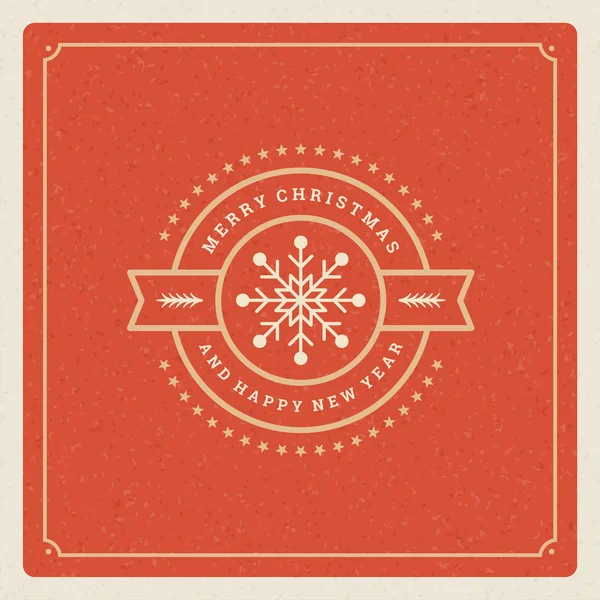 Wesołych Świąt Bożego Narodzenia i szczęśliwego nowego roku tekst karty okolicznościowe rocznika typograficzny projekt, Dekoracja z symbolem płatka śniegu — Wektor stockowy