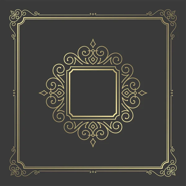 Vintage flourishes ornament swirls lines frame template vector illustration. — Stock Vector