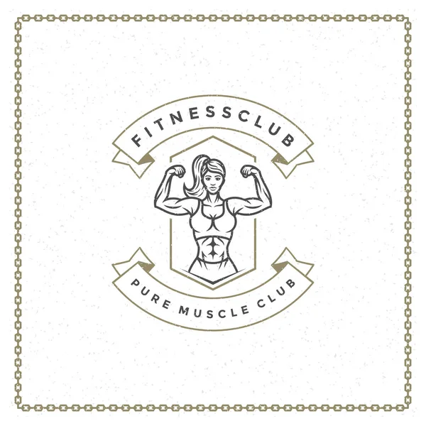 Insigne gymnase fitness ou illustration vectorielle emblème. — Image vectorielle