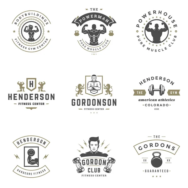Logos et badges de centre de fitness et de gymnase sportif illustration vectorielle de jeu de conception. — Image vectorielle