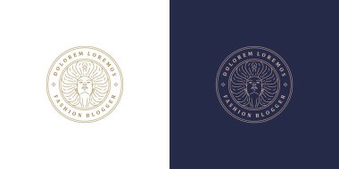 Dalgalanan saçlar vektör amblemi tasarım örnekleriyle güzel bir kadın yüzü.