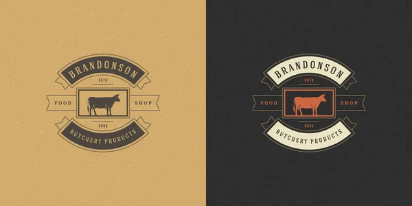 Slagerij logo vector illustratie hoofd silhouet goed voor boerderij of restaurant badge — Stockvector