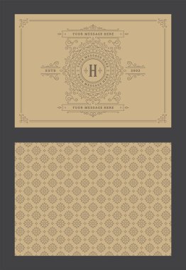 Vintage süsleme tebrik kartı kaligrafik dekoratif girdaplar ve vignette çerçeve tasarım vektörü şablonu