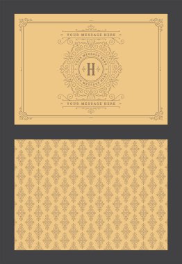 Vintage süsleme tebrik kartı kaligrafik dekoratif girdaplar ve vignette çerçeve tasarım vektörü şablonu