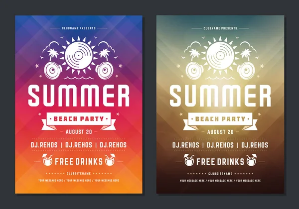 Summer party design poster or flyer night club event modern typography — Stock Vector