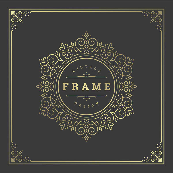 Винтаж процветает украшения вихри линии рамки шаблон векторной иллюстрации викторианские украшенные границы для поздравительных открыток