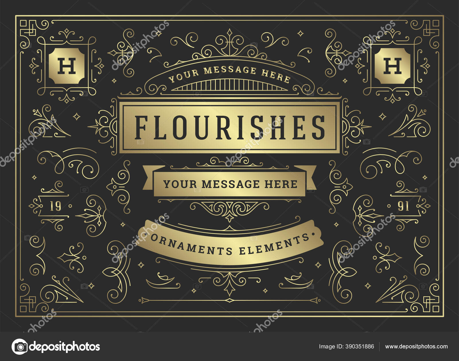 Vintage ornaments swirls and scrolls decorations design elements vector