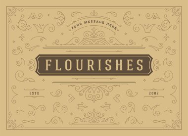 Eski süsler girdaplar ve parşömenler dekorasyonlar tasarım elemanları vektör seti, süslü kaligrafik kombinasyonlar