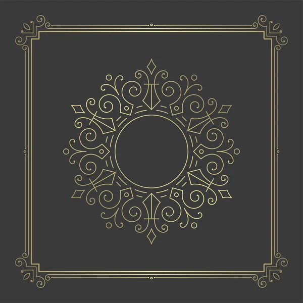 Vintage flourishes ornament swirls lines frame template vector illustration victorian ornate border for greeting cards — Stock Vector