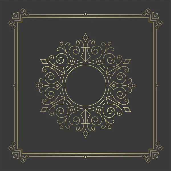 Vintage bloeit ornament wervelt lijnen frame sjabloon vector illustratie victoriaanse sierlijke grens voor wenskaarten — Stockvector