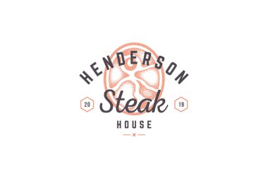 Elle çizilmiş et et silueti ve modern klasik tipografi retro-vektör çizimi