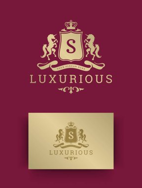 Lüks logo monogram şablon tasarım vektör çizimi.