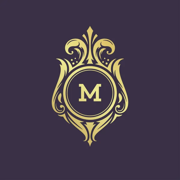 Luxe logo monogram kuif template ontwerp vector illustratie. — Stockvector