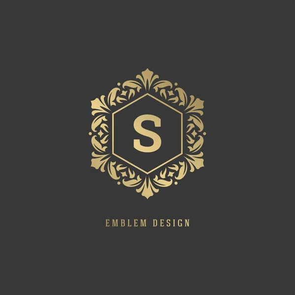 Luksusowy vintage ornament logo monogram herb szablon projekt wektor ilustracja — Wektor stockowy