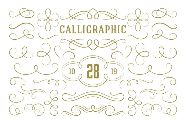 Calligraphic design elementen vintage ornamenten wervelingen en rollen sierlijke decoraties vector design elementen — Stockvector