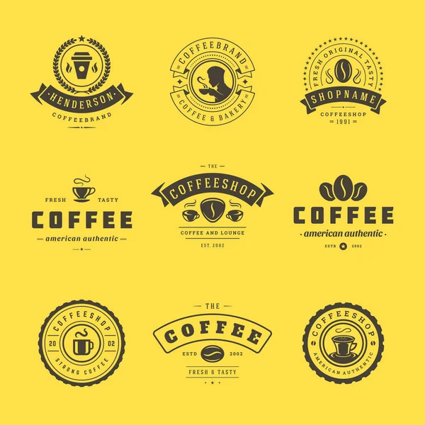 Coffee shop logos design templates set vector illustration for cafe badge design and menu decoration — Stock Vector