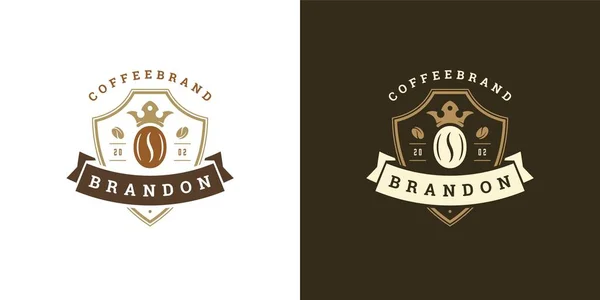Modèle de logo de café illustration vectorielle avec silhouette de haricot bon pour la conception de badge de café et la décoration de menu — Image vectorielle
