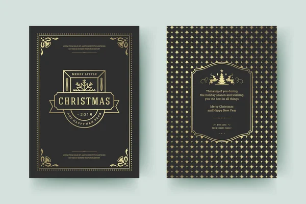 Navidad tarjeta de felicitación diseño plantilla vector ilustración. — Vector de stock