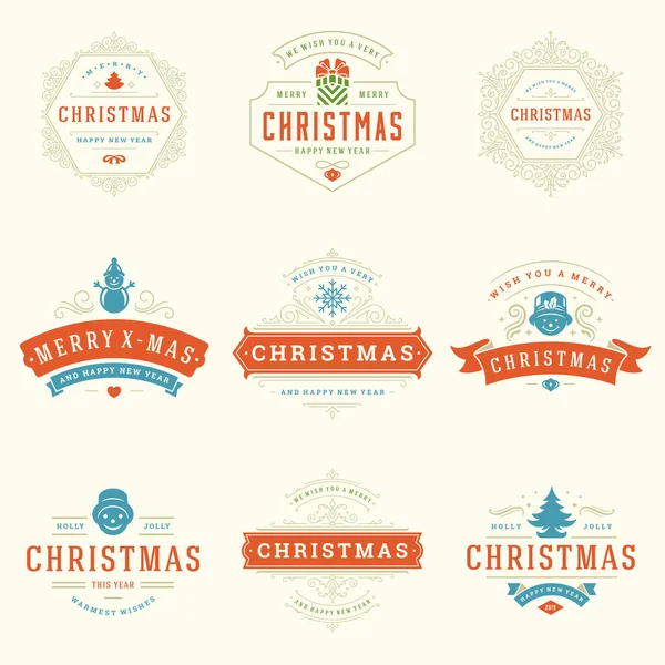 Christmas labels and badges vector design elements set. — Stock Vector