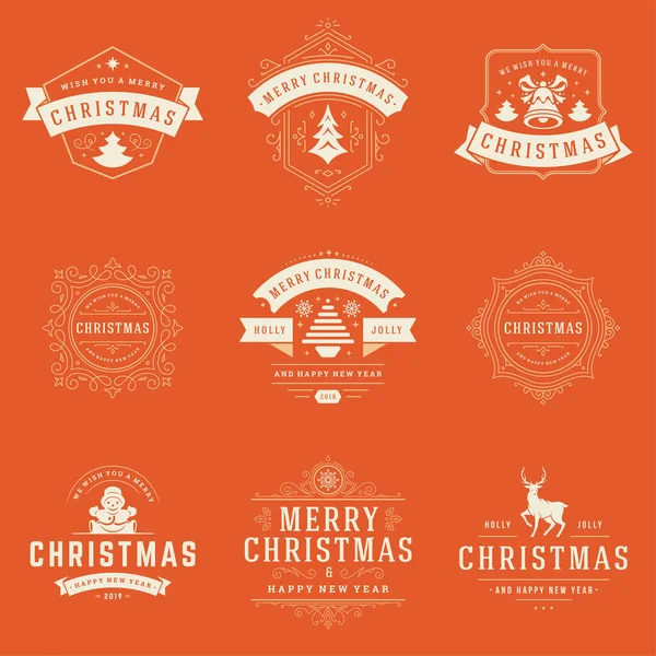 Étiquettes et badges de Noël ensemble d'éléments de conception vectorielle. — Image vectorielle