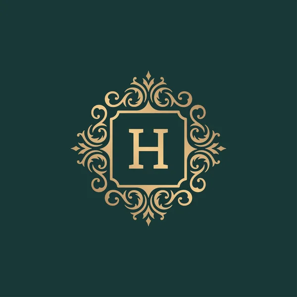 Роскошный винтажный орнамент логотип монограммы герб дизайн векторной иллюстрации — стоковый вектор
