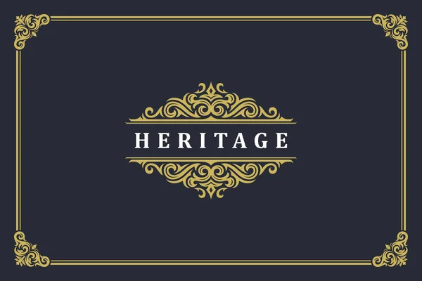 Luxo ornamento vintage logotipo modelo design vetor ilustração —  Vetores de Stock