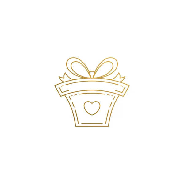Vektor logó ajándék doboz kézzel rajzolt vékony vonalak — Stock Vector