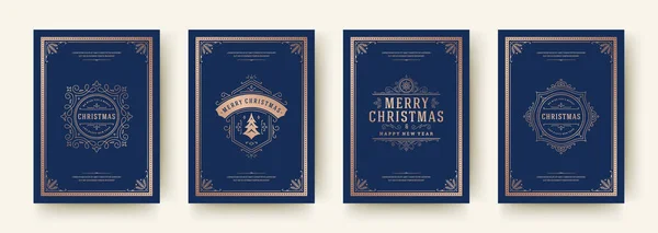 Weihnachtskarten set vintage typographic qoutes design vektor illustration — Stockvektor