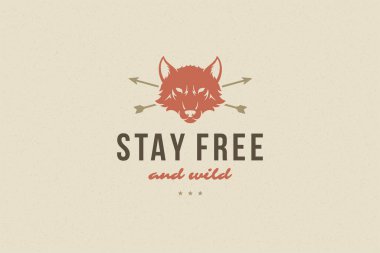 Tebrik kartı, poster ve diğer şeyler için el çizimi kurt başı sembolü içeren tipografi.